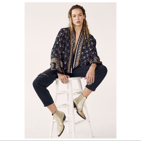 FREE PEOPLE BOHO KIMONO CARDI WRAP CAPE JACKET A2C - Picture 8 of 16